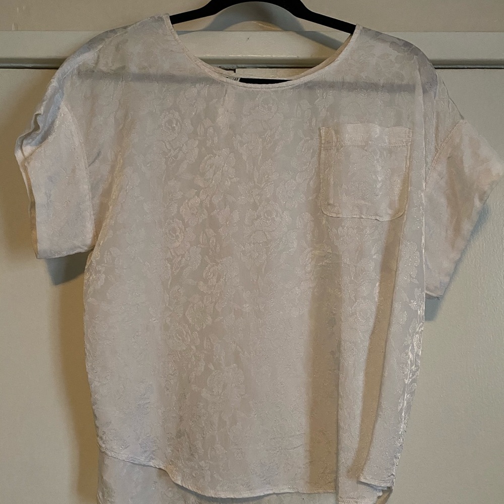 Anthropologie - White Floral Embellished Blouse